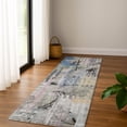 thumbnail image 1 of Addison Rugs Mayfield Premium Machine Washable Transitional Abstract Blue Runner Rug, 2'3" X 7'6" Machine Washable Transitional Abstract Blue Oversized Sherpa Throw Blanket, 1 of 6
