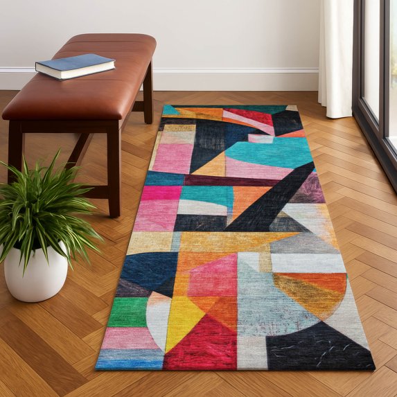 Addison Rugs Mayfield Premium Machine Washable Transitional Abstract Blue Runner Rug, 2'3" x 7'6"