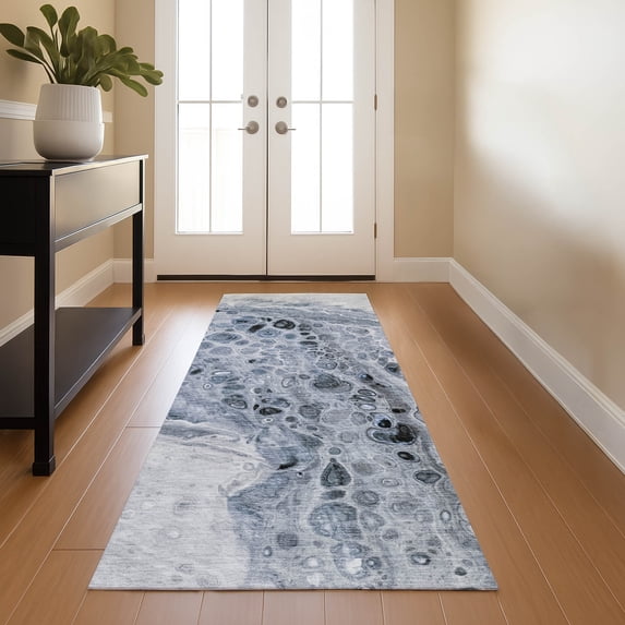 Addison Rugs Mayfield Premium Machine Washable Transitional Abstract Blue Runner Rug, 2'3" x 7'6"
