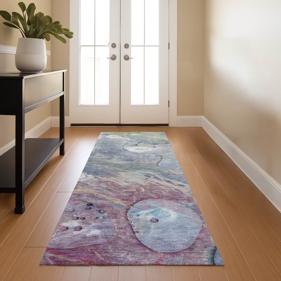 Addison Rugs Mayfield Premium Machine Washable Transitional Abstract Blue Runner Rug, 2'3" x 7'6"