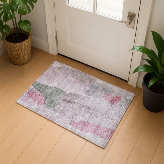 Addison Rugs Mayfield Premium Machine Washable Transitional Abstract Blush Rectangle Rug, 1'8" x 2'6"
