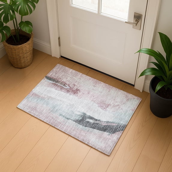 Addison Rugs Mayfield Premium Machine Washable Transitional Abstract Blush Rectangle Rug, 1'8" x 2'6"