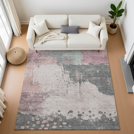 Addison Rugs Mayfield Premium Machine Washable Transitional Abstract Blush Rectangle Rug, 10' x 14'