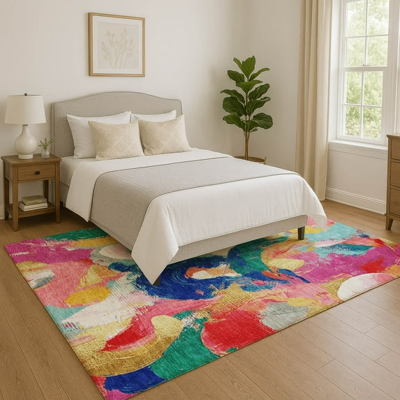 Addison Rugs Mayfield Premium Machine Washable Transitional Abstract Blush Rectangle Rug, 2'6" x 3'10"