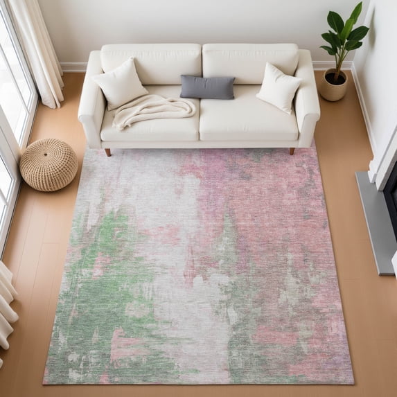 Addison Rugs Mayfield Premium Machine Washable Transitional Abstract Blush Rectangle Rug, 2'6" x 3'10"