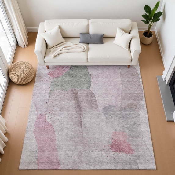 Addison Rugs Mayfield Premium Machine Washable Transitional Abstract Blush Rectangle Rug, 2'6" x 3'10"