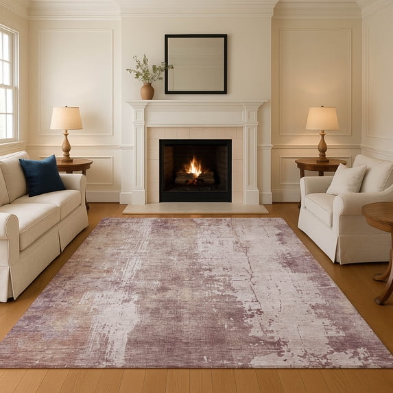 Addison Rugs Mayfield Premium Machine Washable Transitional Abstract Blush Rectangle Rug, 3' x 5'
