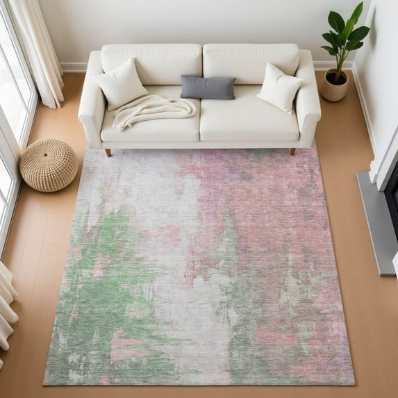 Addison Rugs Mayfield Premium Machine Washable Transitional Abstract Blush Rectangle Rug, 9' x 12'