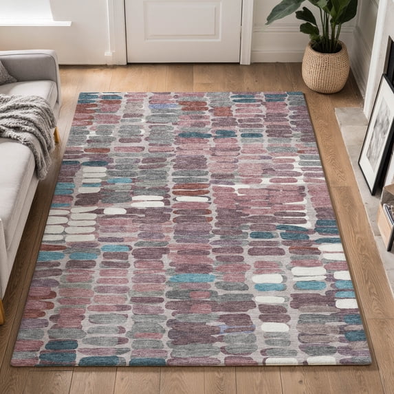 Addison Rugs Mayfield Premium Machine Washable Transitional Abstract Blush Rectangle Rug, 9' x 12'