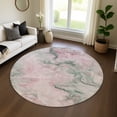 thumbnail image 1 of Addison Rugs Mayfield Premium Machine Washable Transitional Abstract Blush Round Rug, 8' X 8' Machine Washable Transitional Abstract Blush Oversized Sherpa Throw Blanket, 1 of 6