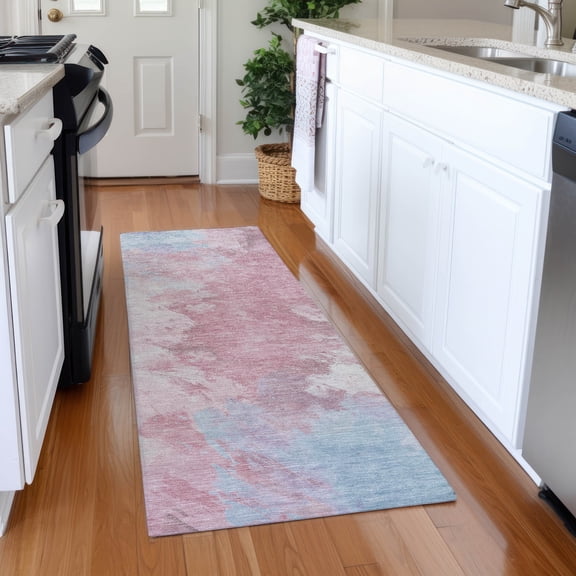Addison Rugs Mayfield Premium Machine Washable Transitional Abstract Blush Runner Rug, 2'3" X 7'6" Machine Washable Transitional Abstract Blush Oversized Sherpa Throw Blanket