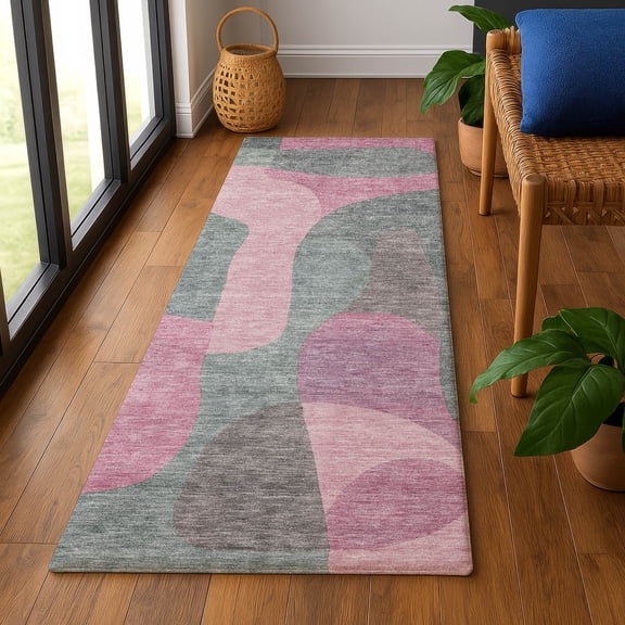 Addison Rugs Mayfield Premium Machine Washable Transitional Abstract Blush Runner Rug, 2'3" x 7'6"