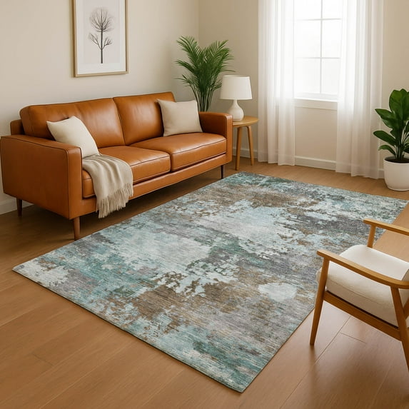 Addison Rugs Mayfield Premium Machine Washable Transitional Abstract Brown Rectangle Rug, 3' x 5'