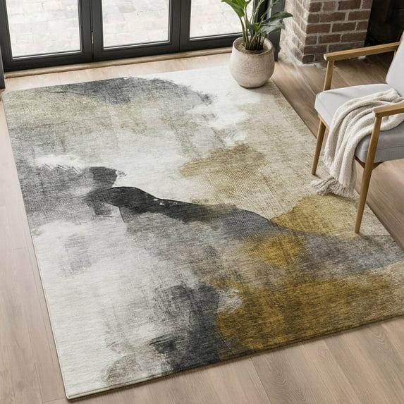 Addison Rugs Mayfield Premium Machine Washable Transitional Abstract Brown Rectangle Rug, 3' x 5'