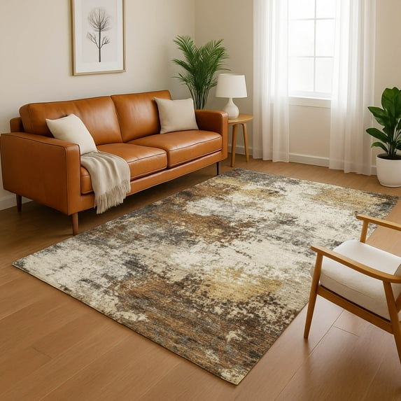 Addison Rugs Mayfield Premium Machine Washable Transitional Abstract Brown Rectangle Rug, 3' x 5'