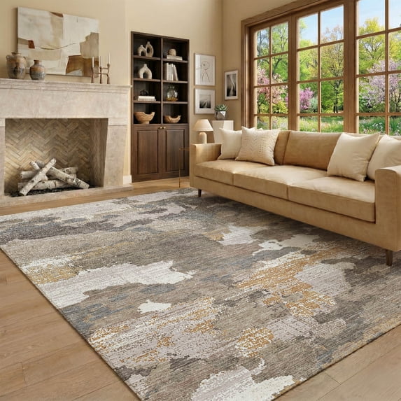 Addison Rugs Mayfield Premium Machine Washable Transitional Abstract Brown Rectangle Rug, 3' x 5'