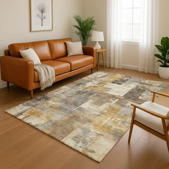 Addison Rugs Mayfield Premium Machine Washable Transitional Abstract Brown Rectangle Rug, 8' x 10'
