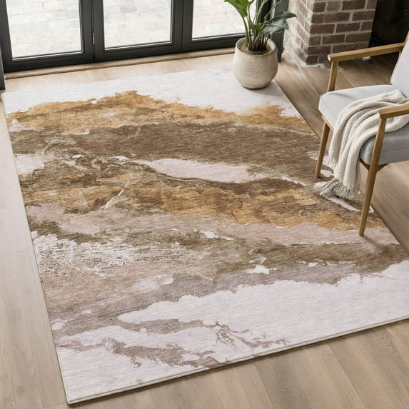 Addison Rugs Mayfield Premium Machine Washable Transitional Abstract Brown Rectangle Rug, 8' x 10'