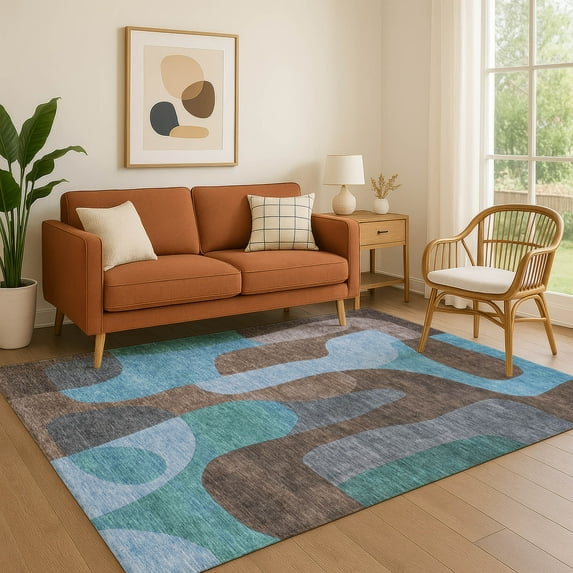 Addison Rugs Mayfield Premium Machine Washable Transitional Abstract Brown Rectangle Rug, 8' x 10'