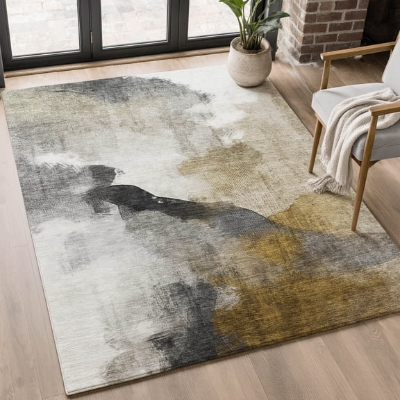 Addison Rugs Mayfield Premium Machine Washable Transitional Abstract Brown Rectangle Rug, 9' X 12' Machine Washable Transitional Abstract Brown Oversized Sherpa Throw Blanket