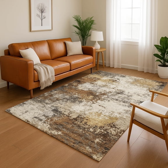 Addison Rugs Mayfield Premium Machine Washable Transitional Abstract Brown Rectangle Rug, 9' X 12' Machine Washable Transitional Abstract Brown Oversized Sherpa Throw Blanket