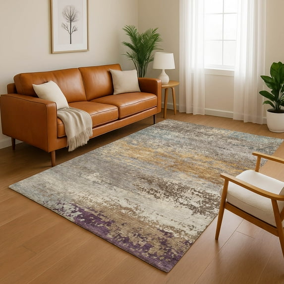 Addison Rugs Mayfield Premium Machine Washable Transitional Abstract Brown Rectangle Rug, 9' x 12'