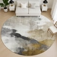 thumbnail image 1 of Addison Rugs Mayfield Premium Machine Washable Transitional Abstract Brown Round Rug, 8' X 8' Machine Washable Transitional Abstract Brown Oversized Sherpa Throw Blanket, 1 of 6