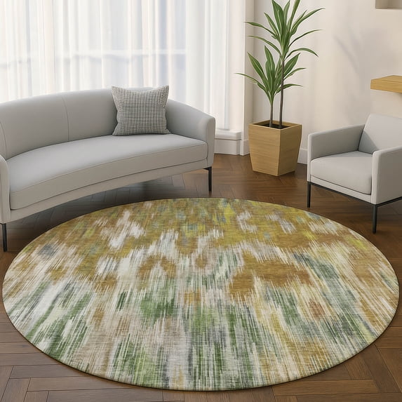 Addison Rugs Mayfield Premium Machine Washable Transitional Abstract Brown Round Rug, 8' x 8'