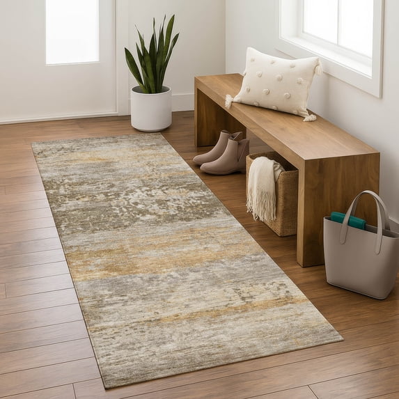 Addison Rugs Mayfield Premium Machine Washable Transitional Abstract Brown Runner Rug, 2'3" x 7'6"