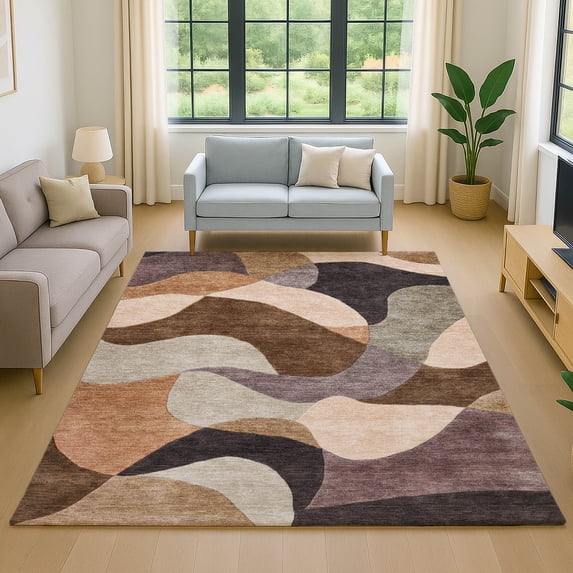 Addison Rugs Mayfield Premium Machine Washable Transitional Abstract Chocolate Rectangle Rug, 8' x 10'