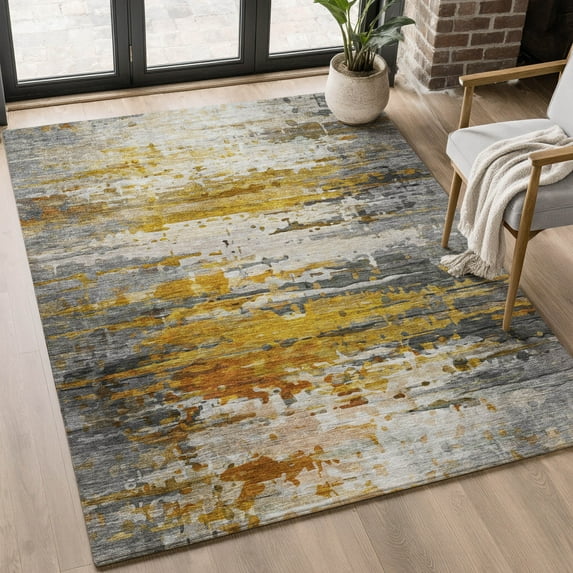 Addison Rugs Mayfield Premium Machine Washable Transitional Abstract Copper Rectangle Rug, 3' x 5'