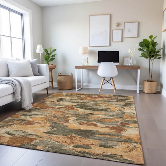 Addison Rugs Mayfield Premium Machine Washable Transitional Abstract Copper Rectangle Rug, 5' x 7'6"