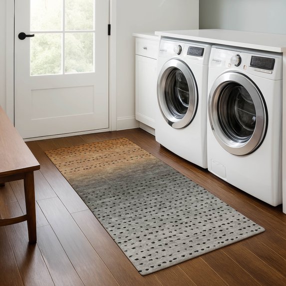Addison Rugs Mayfield Premium Machine Washable Transitional Abstract Copper Runner Rug, 2'3" x 7'6"