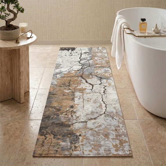 Addison Rugs Mayfield Premium Machine Washable Transitional Abstract Copper Runner Rug, 2'3" x 7'6"