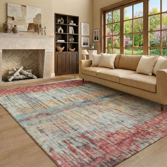 Addison Rugs Mayfield Premium Machine Washable Transitional Abstract Coral Rectangle Rug, 8' x 10'