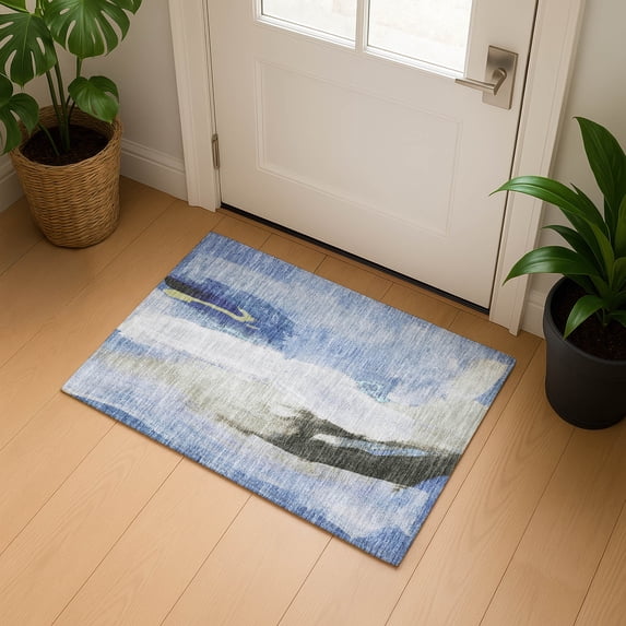 Addison Rugs Mayfield Premium Machine Washable Transitional Abstract Denim Rectangle Rug, 1'8" x 2'6"