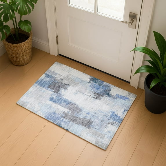 Addison Rugs Mayfield Premium Machine Washable Transitional Abstract Denim Rectangle Rug, 1'8" x 2'6"