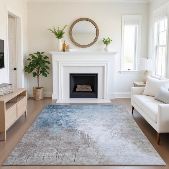 Addison Rugs Mayfield Premium Machine Washable Transitional Abstract Denim Rectangle Rug, 2'6" x 3'10"