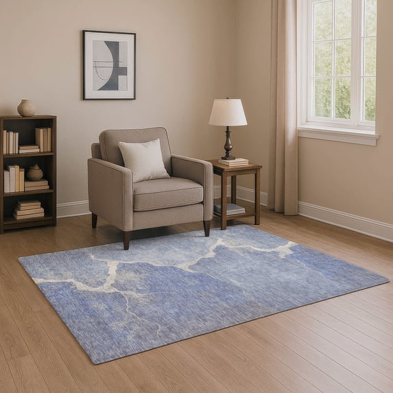 Addison Rugs Mayfield Premium Machine Washable Transitional Abstract Denim Rectangle Rug, 2'6" x 3'10"