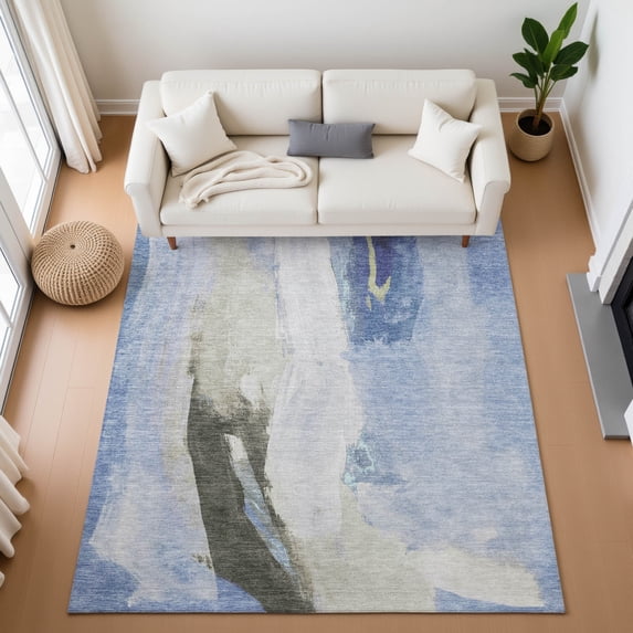 Addison Rugs Mayfield Premium Machine Washable Transitional Abstract Denim Rectangle Rug, 2'6" x 3'10"