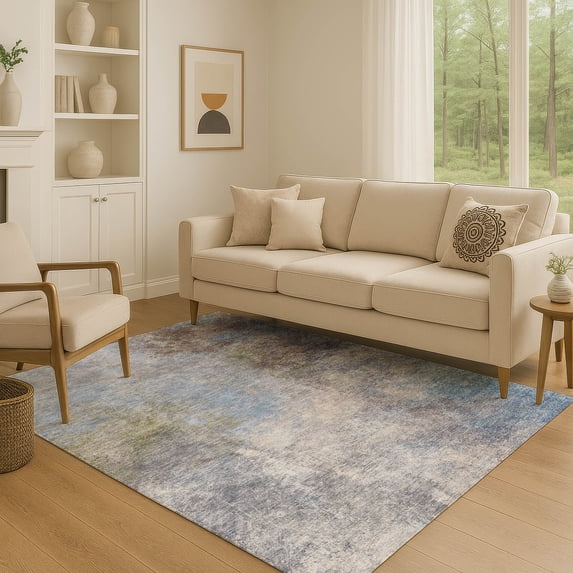 Addison Rugs Mayfield Premium Machine Washable Transitional Abstract Denim Rectangle Rug, 2'6" x 3'10"