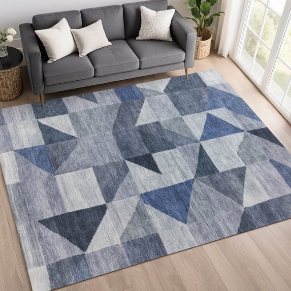 Addison Rugs Mayfield Premium Machine Washable Transitional Abstract Denim Rectangle Rug, 3' x 5'