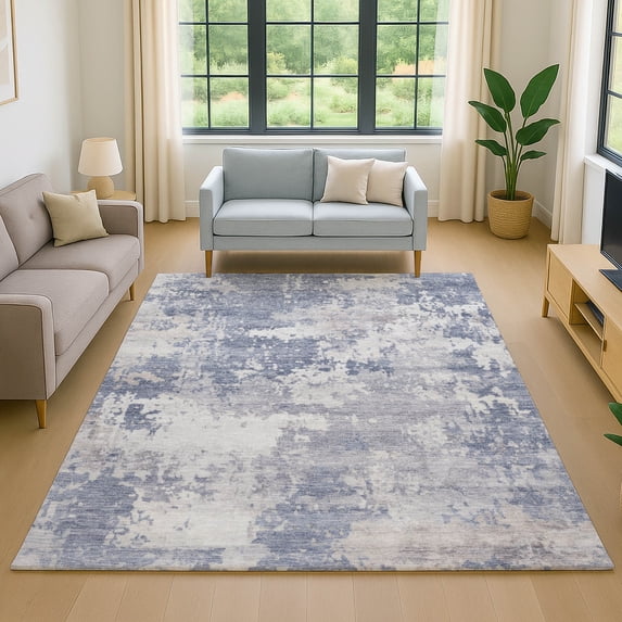 Addison Rugs Mayfield Premium Machine Washable Transitional Abstract Denim Rectangle Rug, 5' x 7'6"