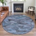 thumbnail image 1 of Addison Rugs Mayfield Premium Machine Washable Transitional Abstract Denim Round Rug, 8' x 8', 1 of 5