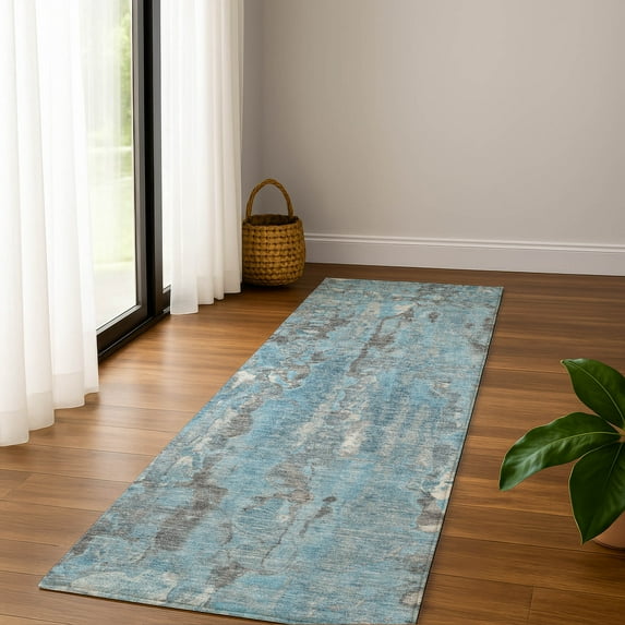 Addison Rugs Mayfield Premium Machine Washable Transitional Abstract Denim Runner Rug, 2'3" x 7'6"