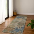 thumbnail image 1 of Addison Rugs Mayfield Premium Machine Washable Transitional Abstract Denim Runner Rug, 2'3" X 7'6" Machine Washable Transitional Abstract Denim Oversized Sherpa Throw Blanket, 1 of 6
