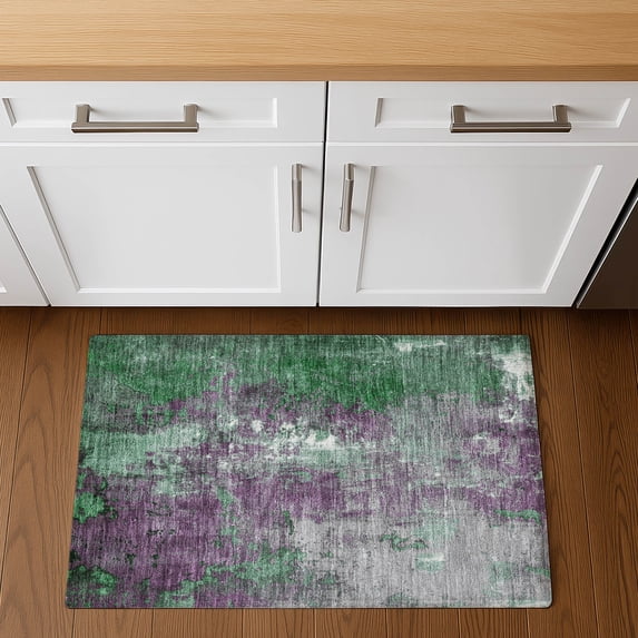 Addison Rugs Mayfield Premium Machine Washable Transitional Abstract Emerald Rectangle Rug, 1'8" x 2'6"
