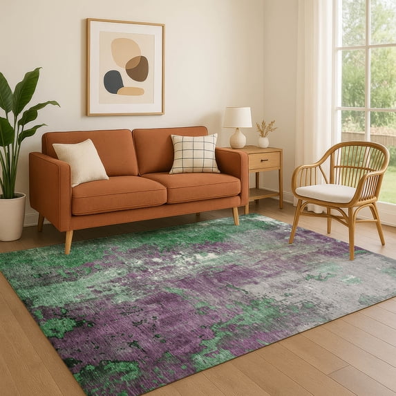 Addison Rugs Mayfield Premium Machine Washable Transitional Abstract Emerald Rectangle Rug, 2'6" x 3'10"