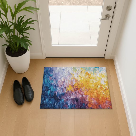 Addison Rugs Mayfield Premium Machine Washable Transitional Abstract Gold Rectangle Rug, 1'8" x 2'6"