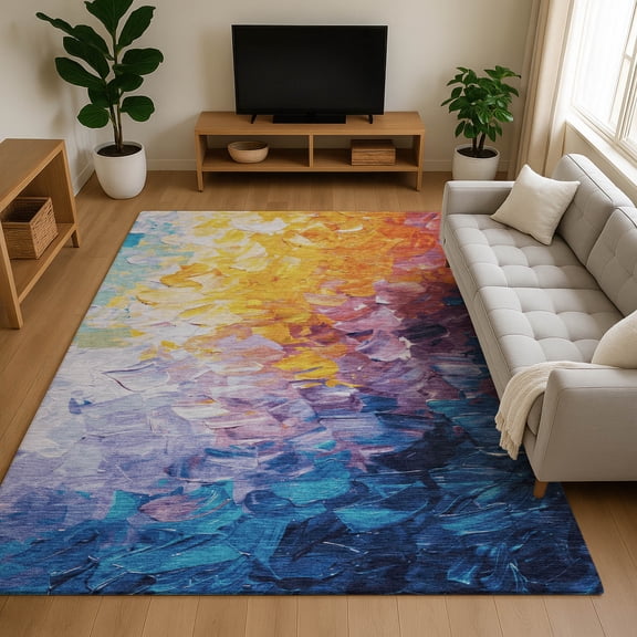 Addison Rugs Mayfield Premium Machine Washable Transitional Abstract Gold Rectangle Rug, 10' x 14'